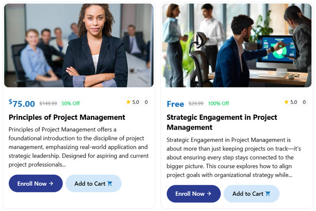 Courses taught at ajcprinciples.com